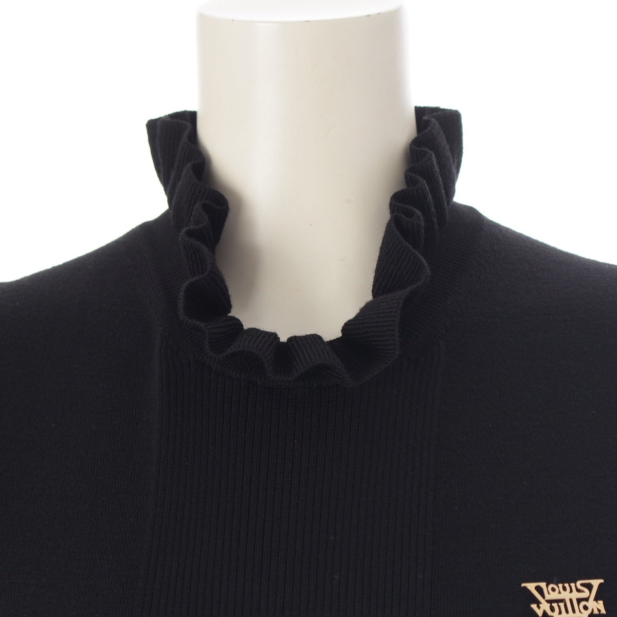 ルイヴィトン 20SS ウール ノースリーブ ロゴ フリル ニット