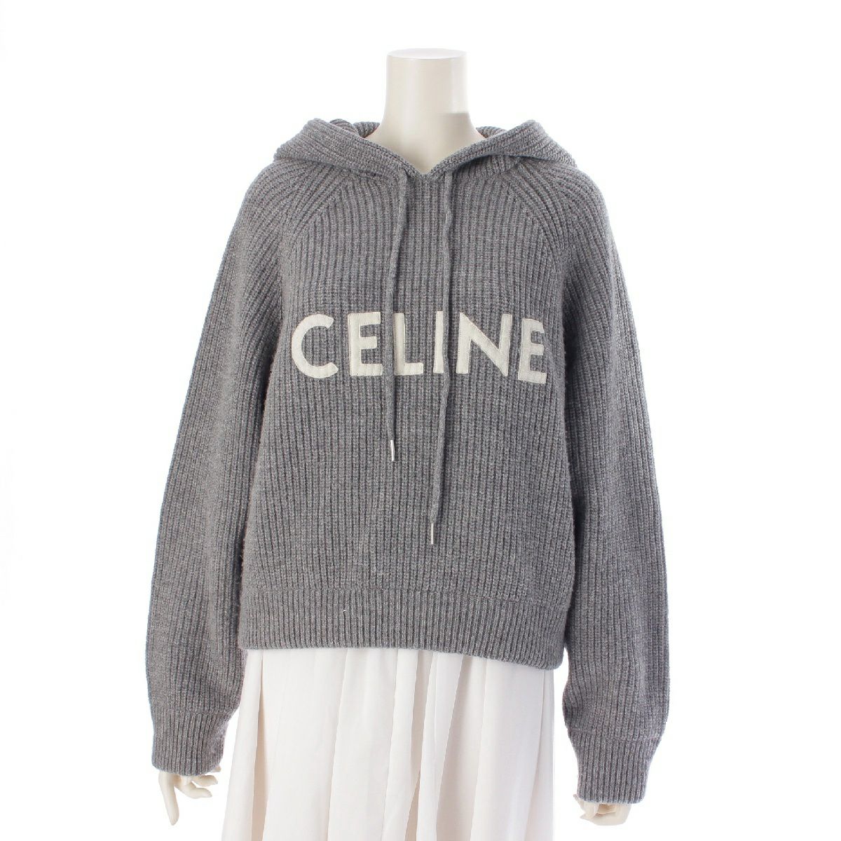 CELINE パーカー　フーディ　フードロゴ　21AW エディ期 セリーヌ 21AW ウール ニットパーカー パーカー エディスリマン