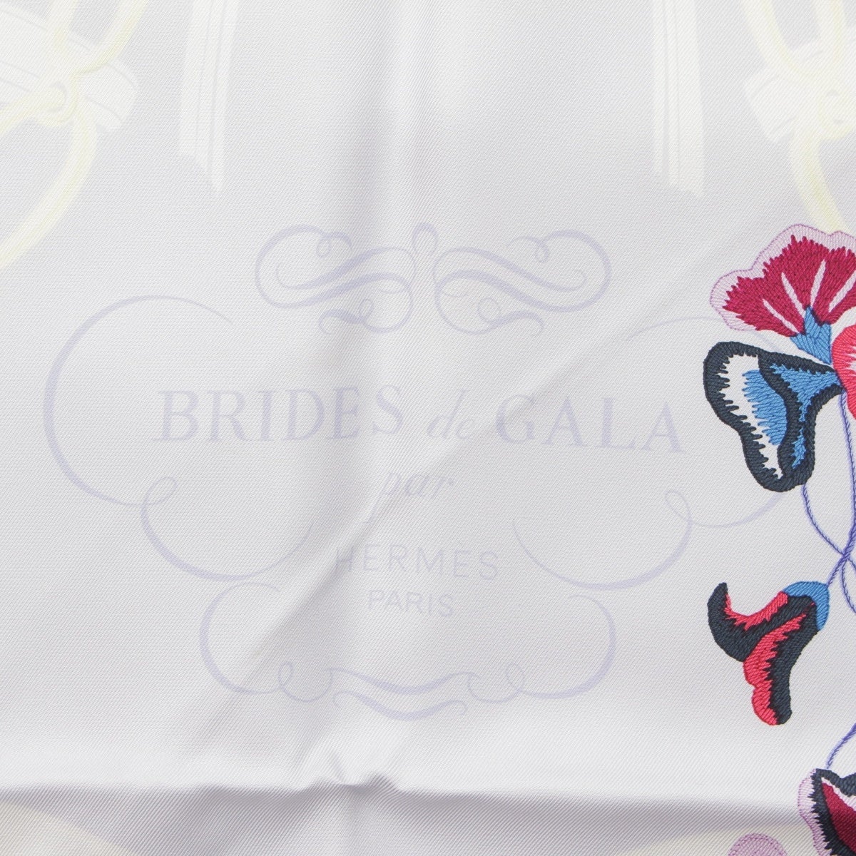 エルメス カレ90 Brides Fleuries ブリッド フルリ シルク カード付