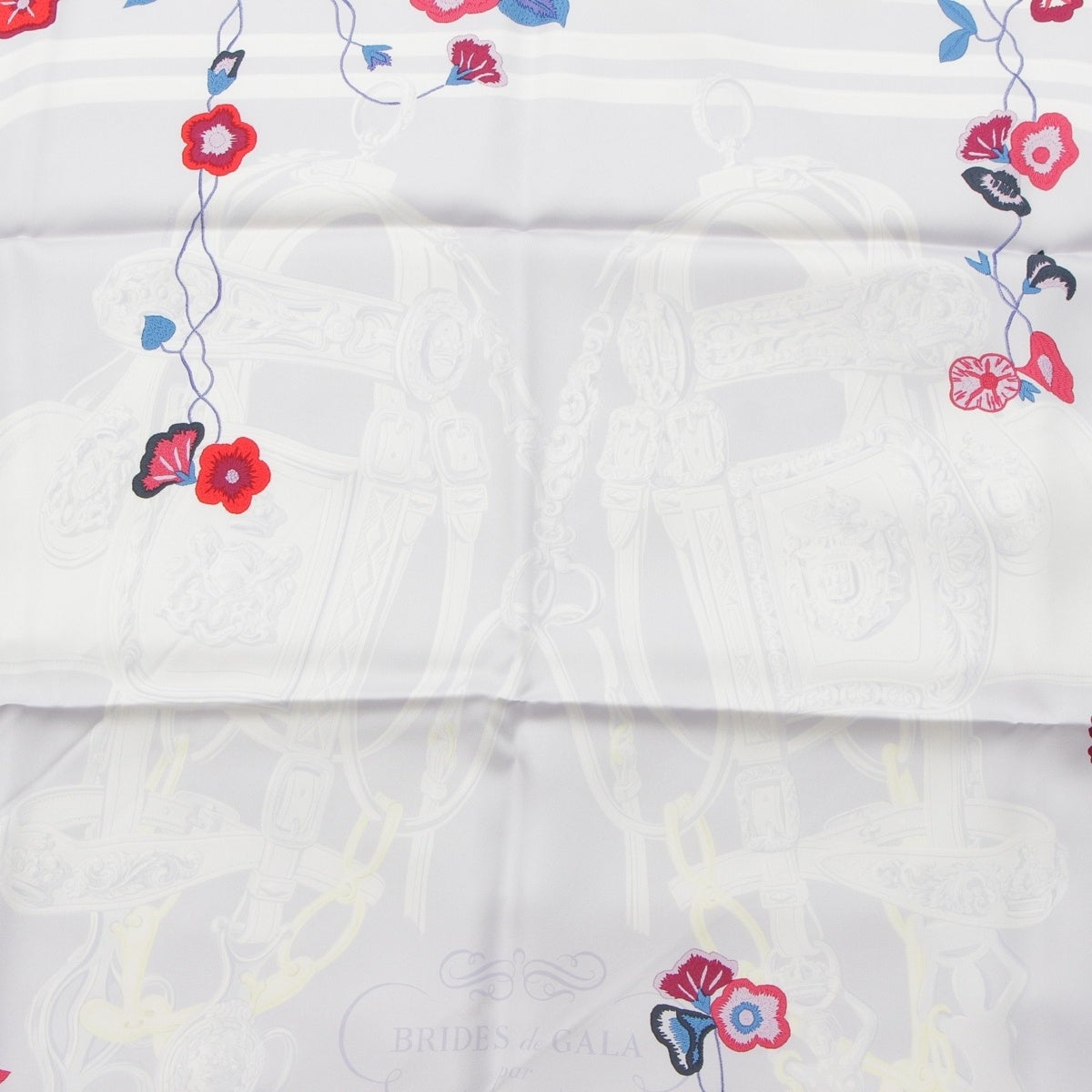 エルメス カレ90 Brides Fleuries ブリッド フルリ シルク カード付