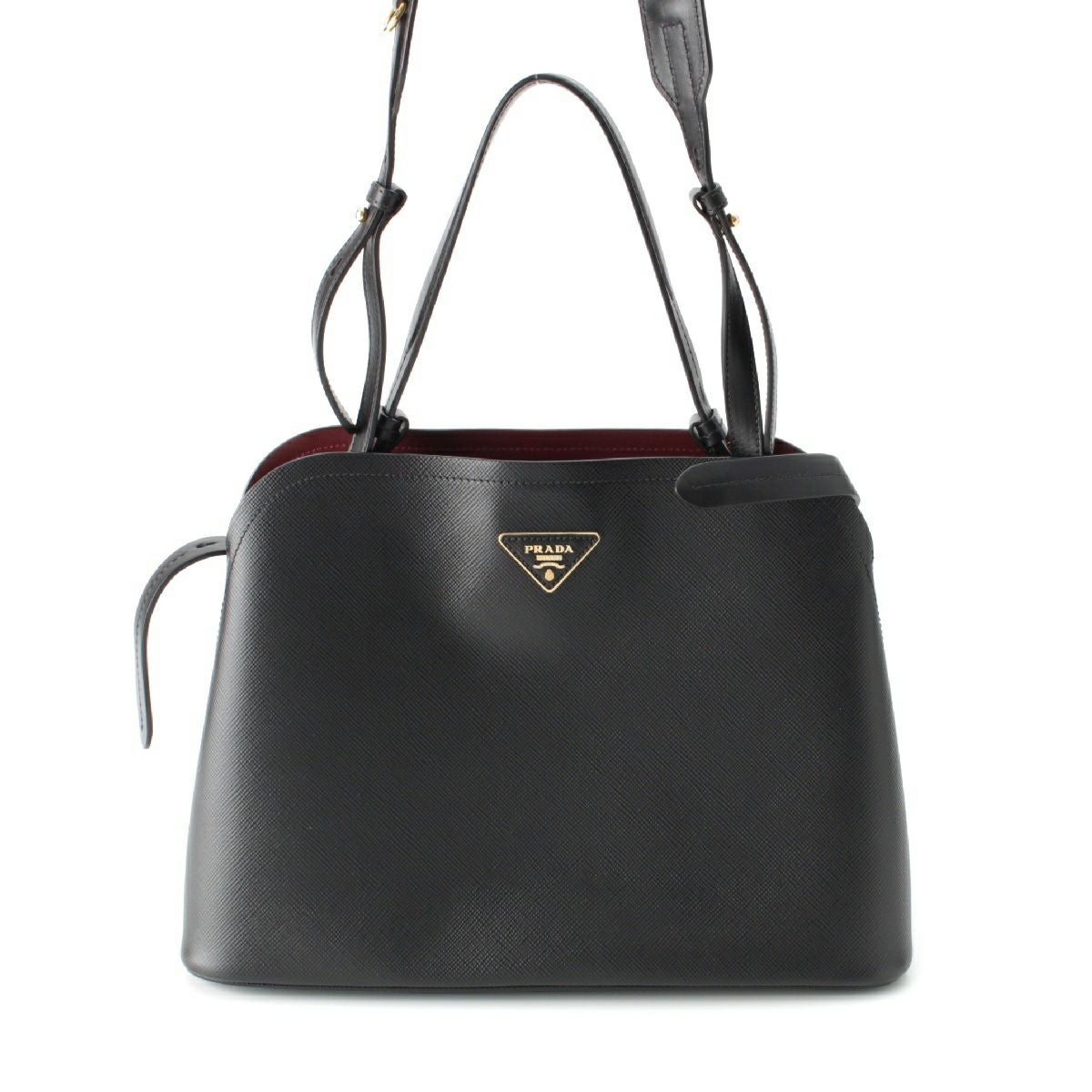 美品✨ PRADA 2way トートバッグ ハンドバッグ サフィアーノ ブラック プラダ サフィアーノ 2way ショルダー ハンドバッグ トートバッグ