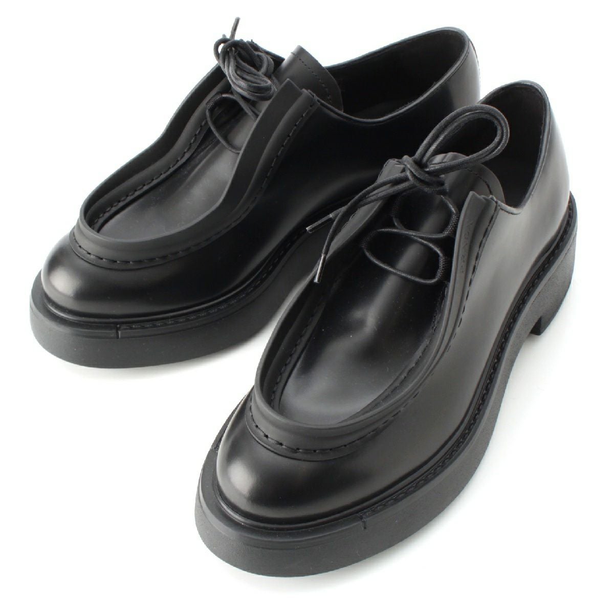 PRADA 23AW ブラッシュドレザーシューズ　オペーク 39　ダイアパソン プラダ 23AW ダイアパソン オペーク ブラッシュドレザー レースアップ
