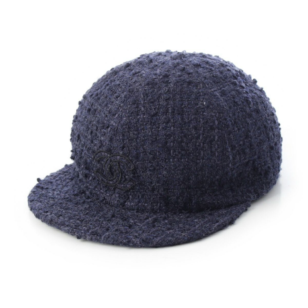 シャネル 22AW ウール コットン混 ココマーク ツイード キャップ 帽子