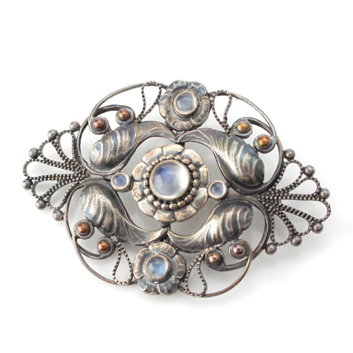 ジョージジェンセン シルバー ムーンストーン ブローチ アクセアリー