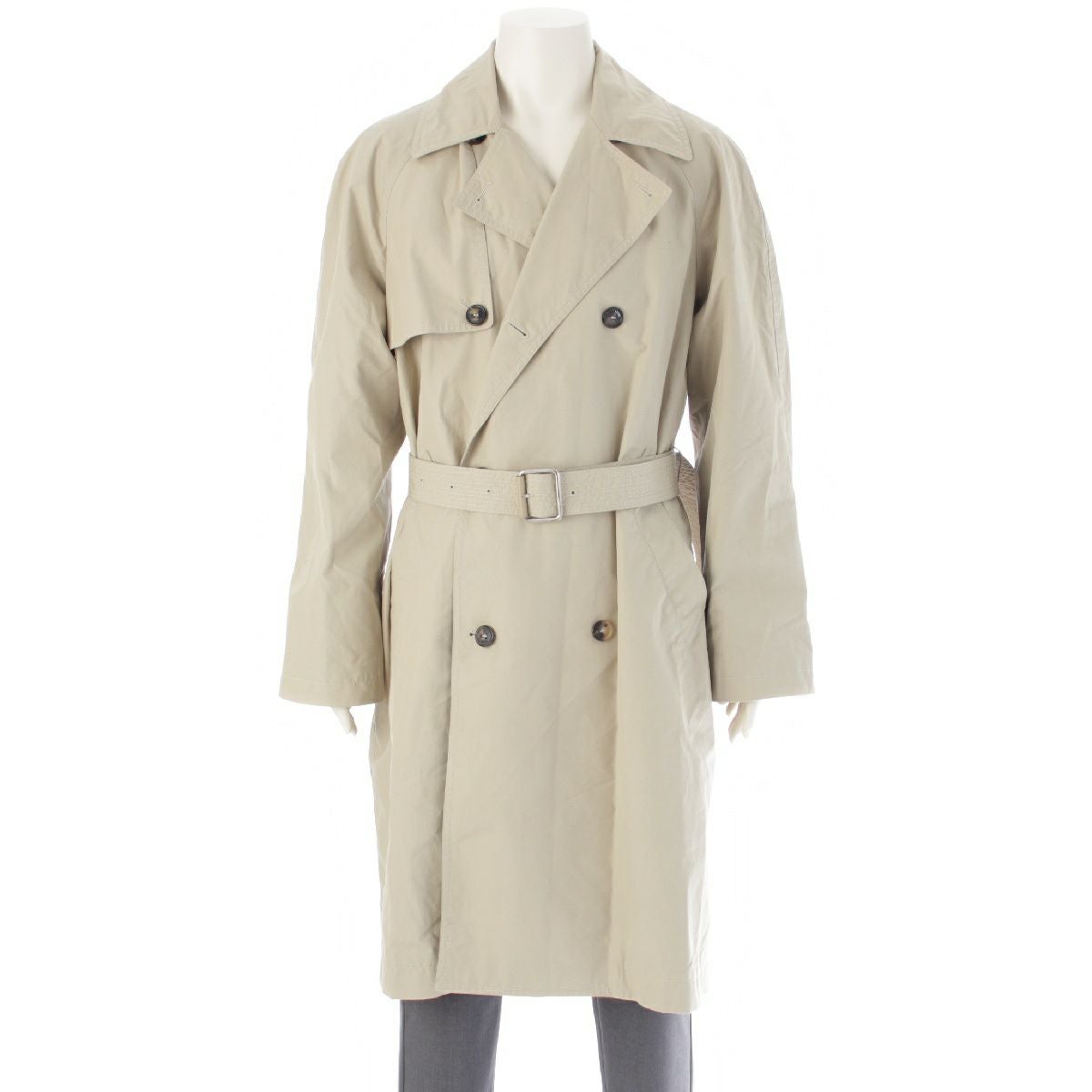 ロエベ 22AW コットン アナグラムレザーパッチ ベルテッド トレンチ