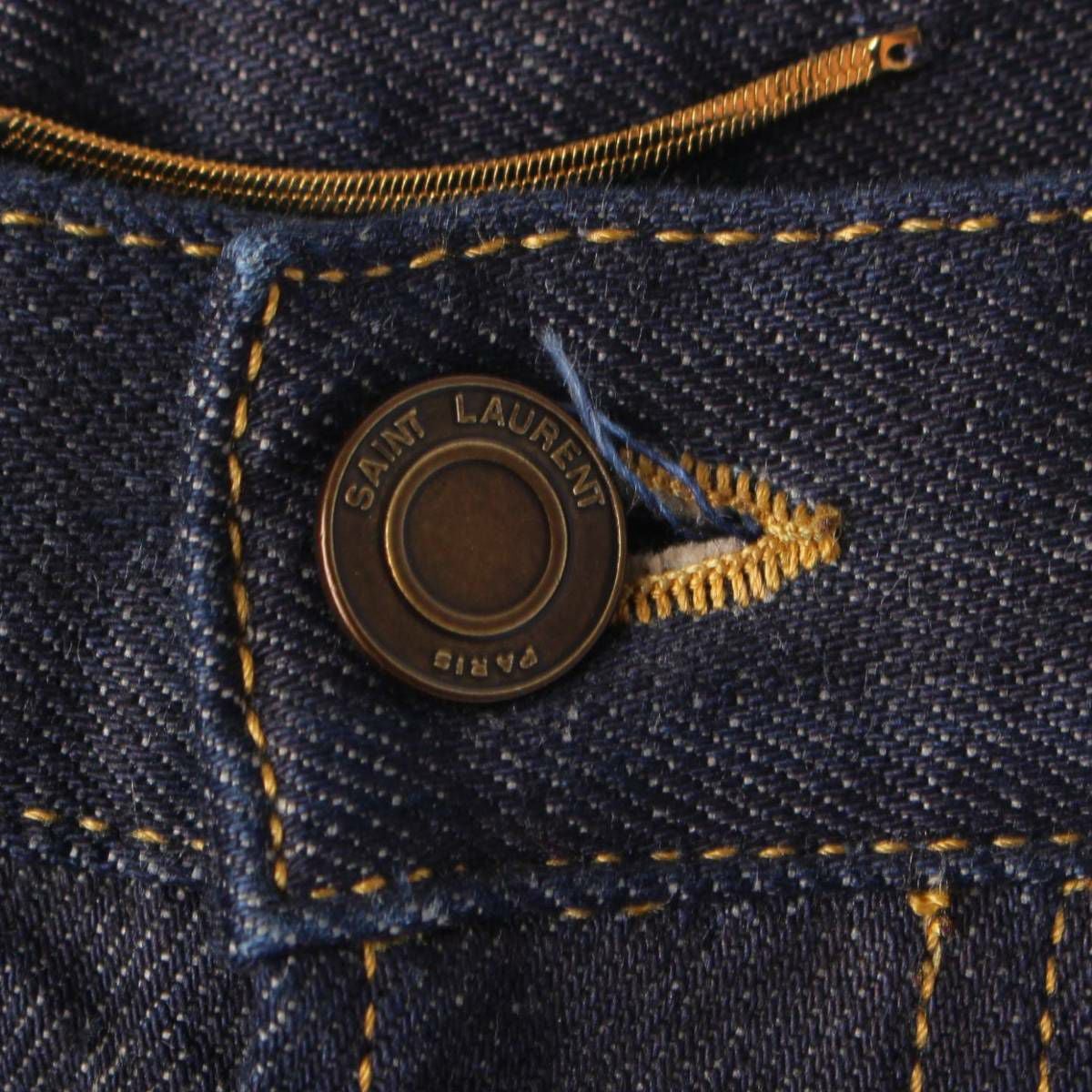 イヴ・サンローラン 21年 ロゴ刺繍 ステッチ テーパード デニムパンツ