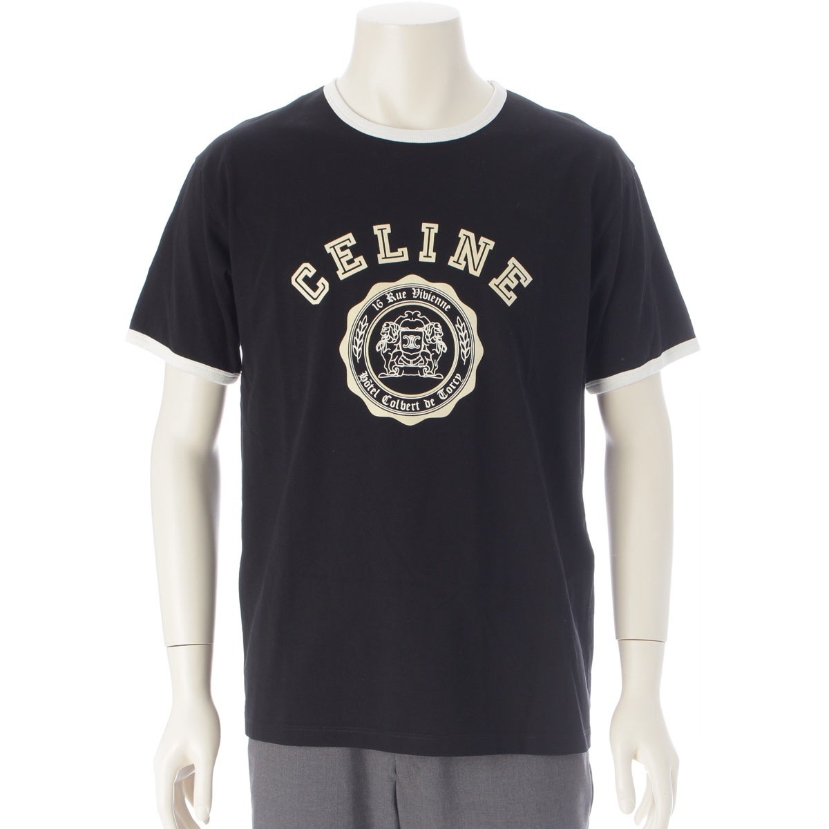 セリーヌ コットン ロゴ クルーネック 半袖Tシャツ トップス