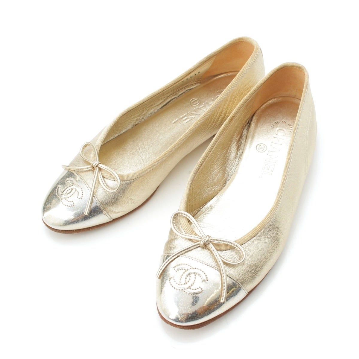 シャネル バレリーナ BALLERINA レザー バイカラー ラメ ココマーク