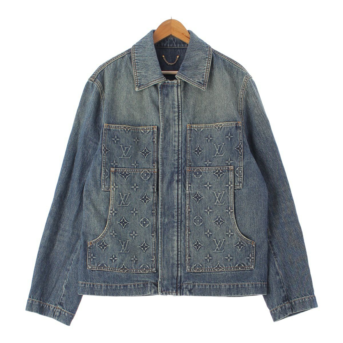 ルイヴィトン 23AW モノグラム デニム ジップアップ ワークウェア