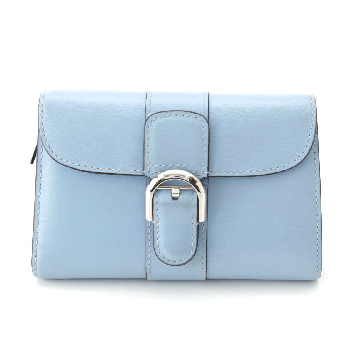 DELVAUX　デルヴォー　ブリヨン コンパクトウォレット　レザー　ライトブルー デルヴォー ブリヨン レザー 三つ折り財布 コンパクトウォレット