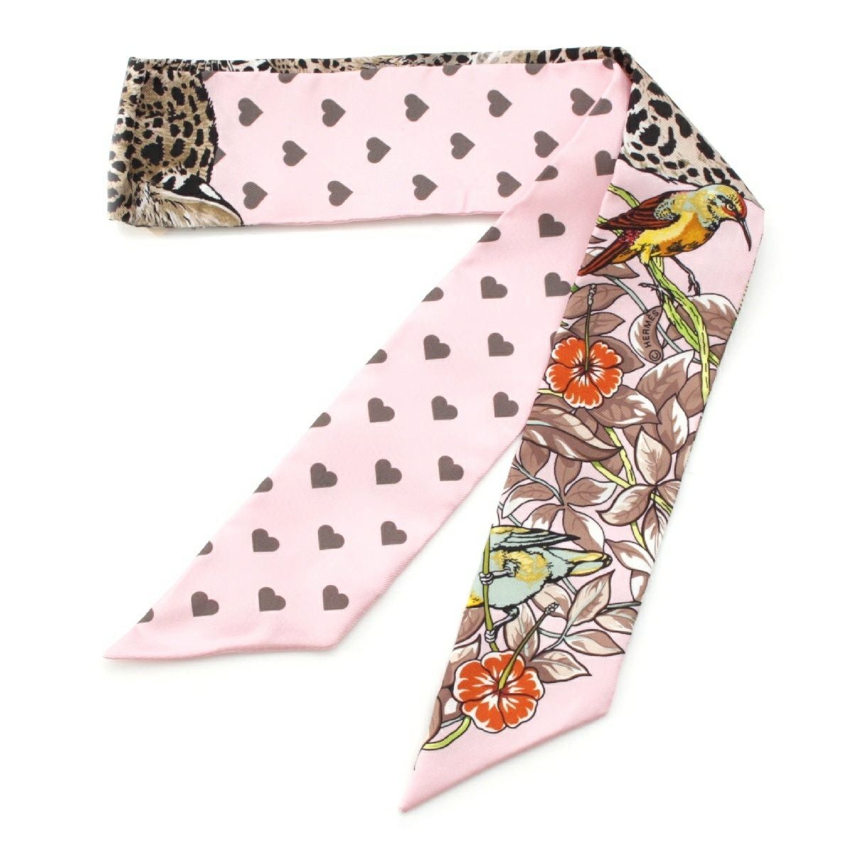 エルメス シルク ツイリー JUNGLE LOVE LOVE スカーフ ピンク | 中古