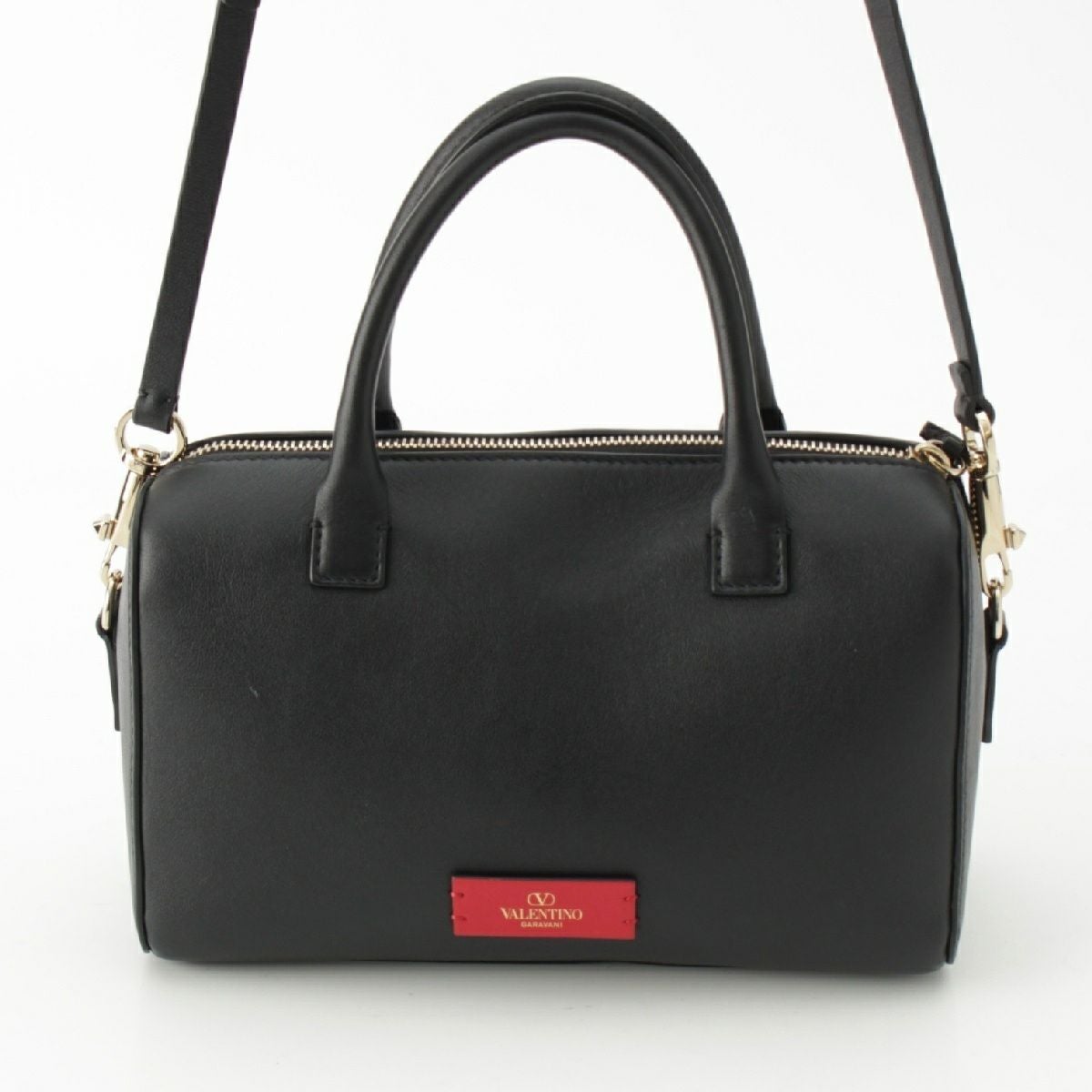 美品✨VALENTINO GARAVANI ハンドバッグ ブラック　ミニボストン ヴァレンティノ レザー Vロゴ 2way ショルダー ミニ ボストンバッグ