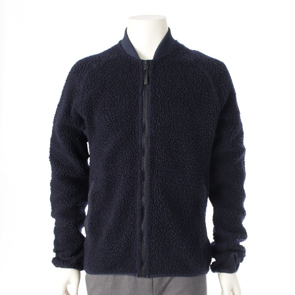 カナダグース ウール ボア ロゴ刺繍 ブルゾン フリース ジャケット アウター トップス 6998M ネイビー M/M【中古】 カナダグース ウール ボア ロゴ刺繍 ブルゾン フリース ジャケット