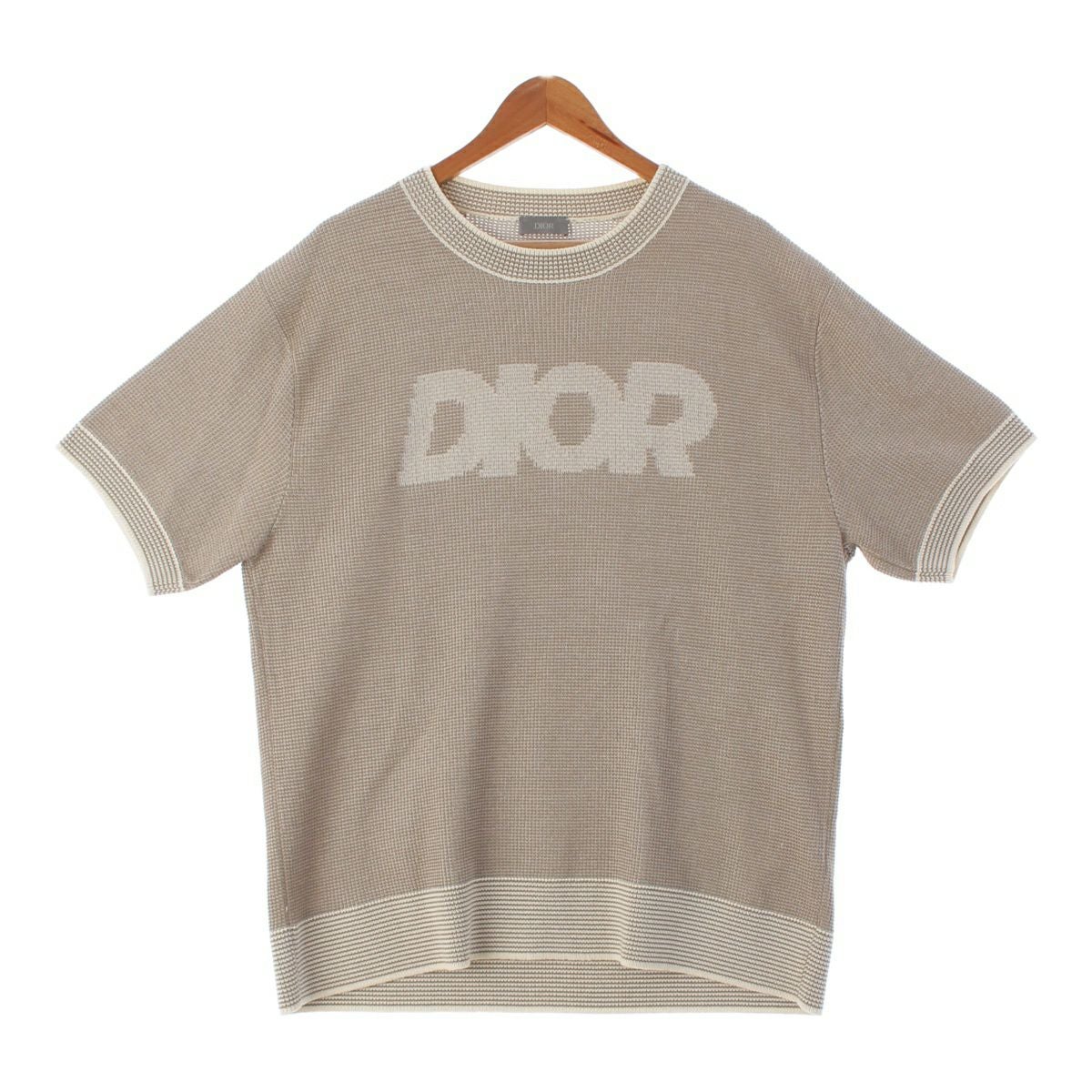 極美品▲DIOR ディオール 2023年製 393M653AT563 コットン ロゴ サマー半袖ニット オレンジ系 ホワイト XL イタリア製 正規品 メンズ ディオール 23年 コットン サマー ニット トップス 半袖 393M653AT563