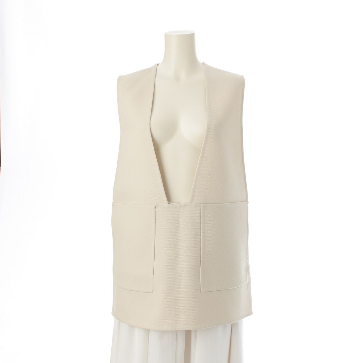 ドゥロワー 22AW ウールケヌキ ジレ ベスト トップス 6521-299-1037 ベージュ オフホワイト 36【中古】 ドゥロワー 22AW ウールケヌキ ジレ ベスト トップス 6521-299-1037