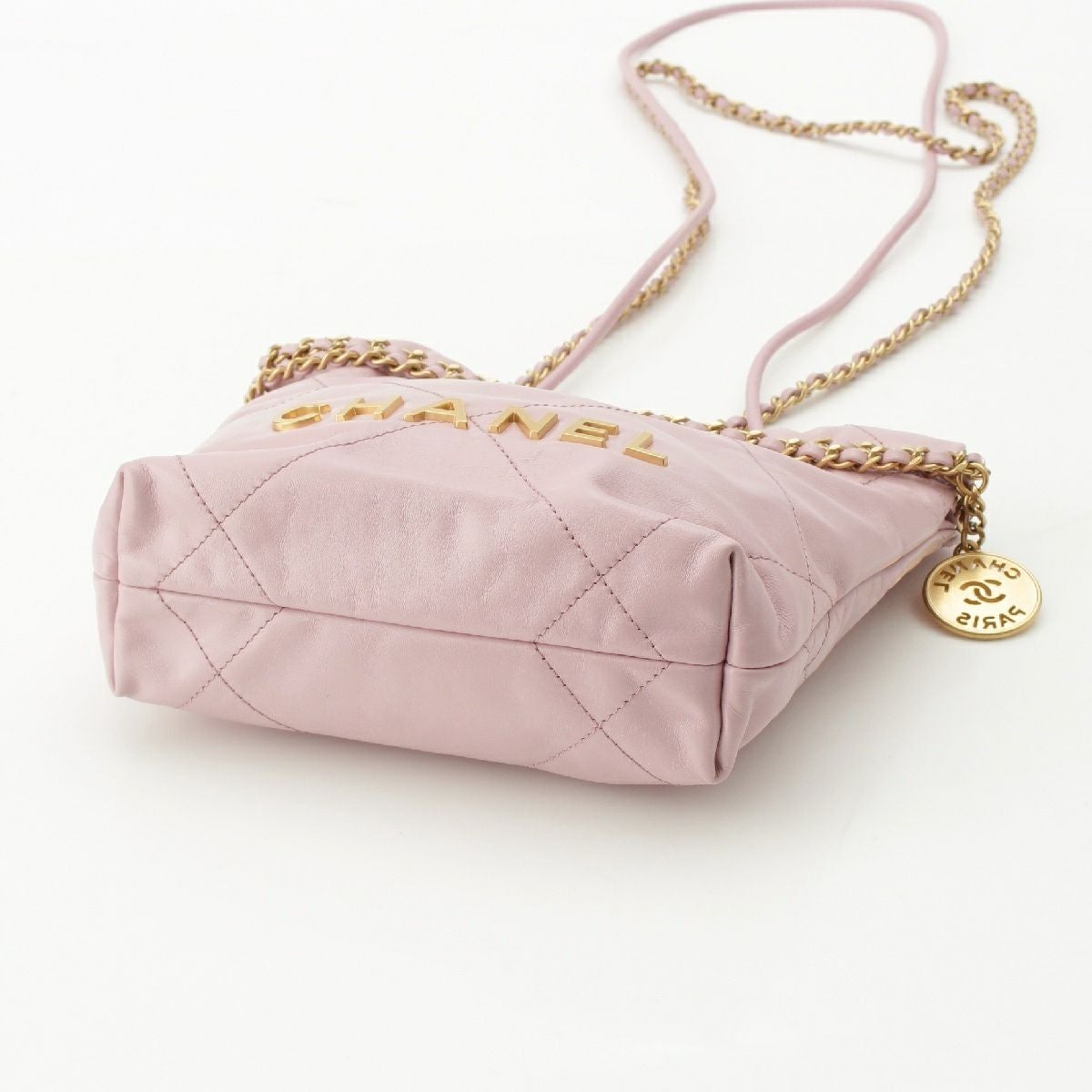 最終激安‼️美品期間❤️限定出品‼️期間限定ヴィンテージ⭐︎CHANEL ピンク シャネル シャネル22 シャインカーフ ミニ チェーン ショルダーバッグ