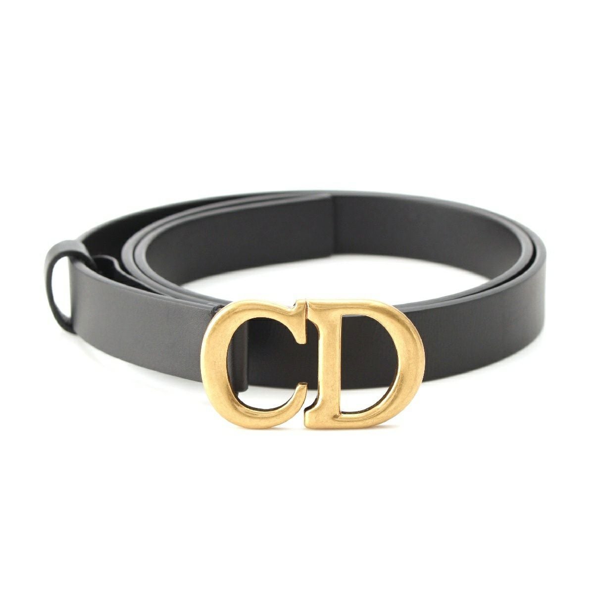 美品Christian Dior CDロゴ 型押しレザー ベルト 70 ブラック クリスチャンディオール レザー CD ロゴ サドル ベルト ブラック 70