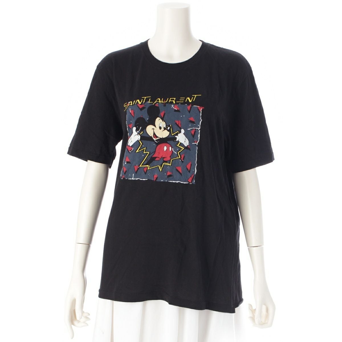 SAINT LAURENT - サンローラン 20年 コットン ディズニー ミッキー 半袖Ｔシャツ トップス 631852 ブラック XS【中古】 サンローラン 20年 コットン ディズニー ミッキー 半袖Tシャツ