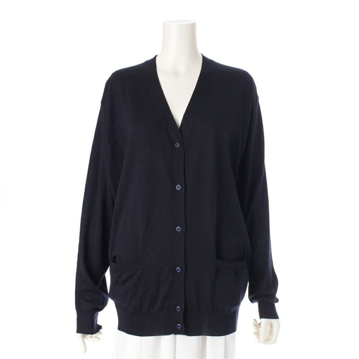 プラダ PRADA カーディガン 衣料品 トップス ウール レディース ネイビー系 DNA00S 【中古】 プラダ 24SS ウール Vネック カーディガン トップス DNA00S ネイビー