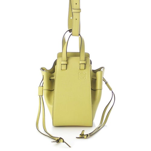 ロエベ ハンモック ミニ カーフレザー コットン ドローストリング ゴールド金具 2WAY ショルダー ハンドバッグ 314.30.V07 ライム ライトグリーン