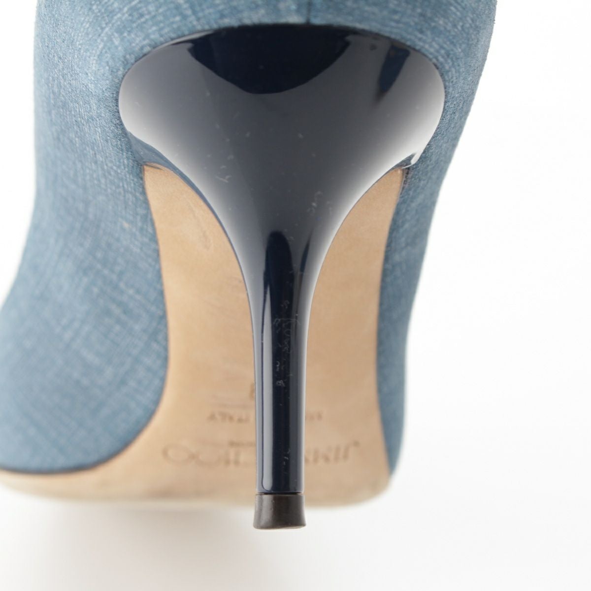 JIMMY CHOO パンプス ヒール　デニム生地風　ブルー　23.5相当 ジミーチュウ デニム ヒール パンプス ブルー 38 | 中古通販 retro.jp