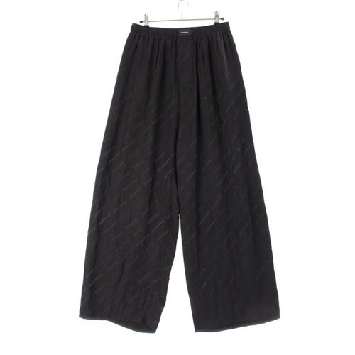 バレンシアガ シルク BB ロゴ モノグラム パジャマ パンツ ボトムス 658883 ブラック 48