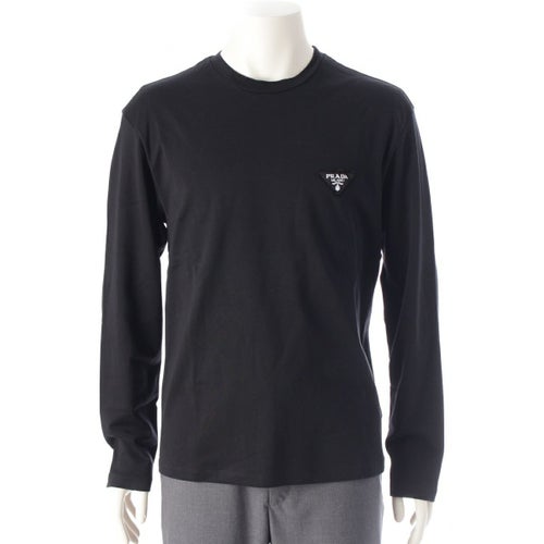 プラダ 23年 コットン トライアングルロゴ 長袖シャツ トップス ロンシャン UJL68A ブラック M