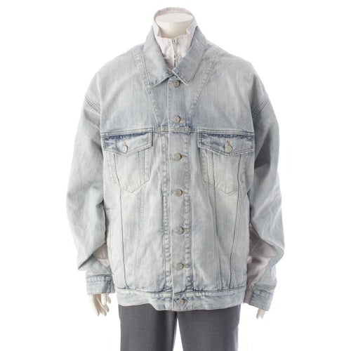 バレンシアガ ナイロン ジャージ切り替え ドッキング デニムジャケット ブルゾン 790470 ブルー 2