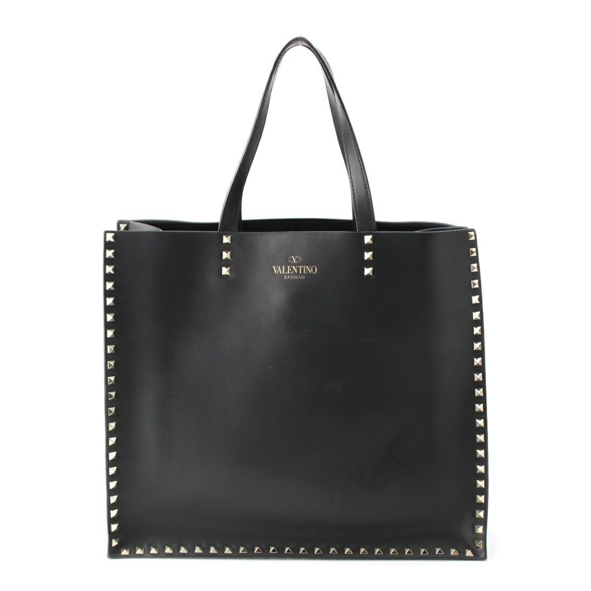 美品 バレンティノ ロックスタッズ トートバッグ ショルダーバッグ 2WAY 黒 ヴァレンティノ レザー ロックスタッズ ロゴ 2way ショルダー トート