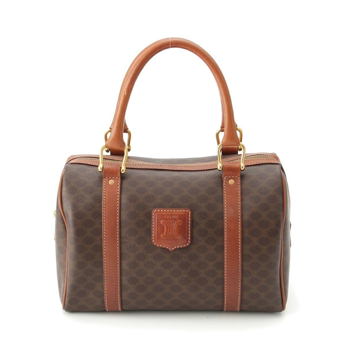 CELINE 　マカダム ハンドバッグ ミニボストン ブラウン セリーヌ マカダム ミニボストン ハンドバッグ ブラウン | 中古通販