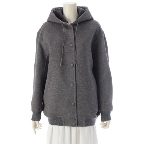 フェンディ 22年 ヴァージンウール 裏地ズッカ柄 ブルゾン ボンバージャケット FJ7295 グレー 40