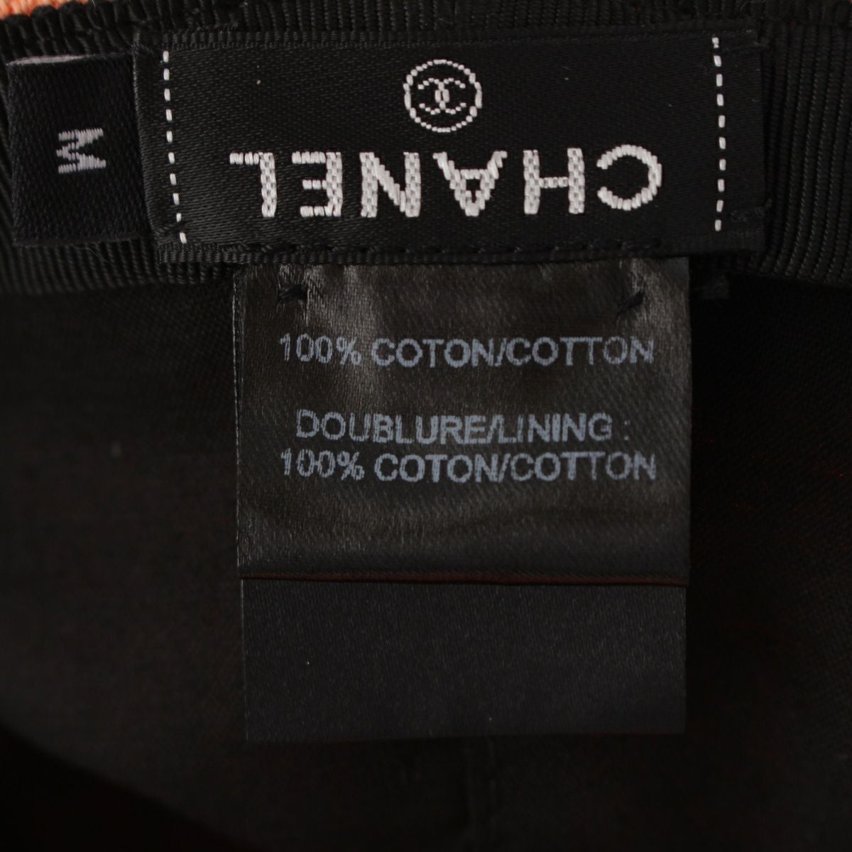 シャネル コットン CHANELロゴ バケット ハット 帽子 オレンジ M