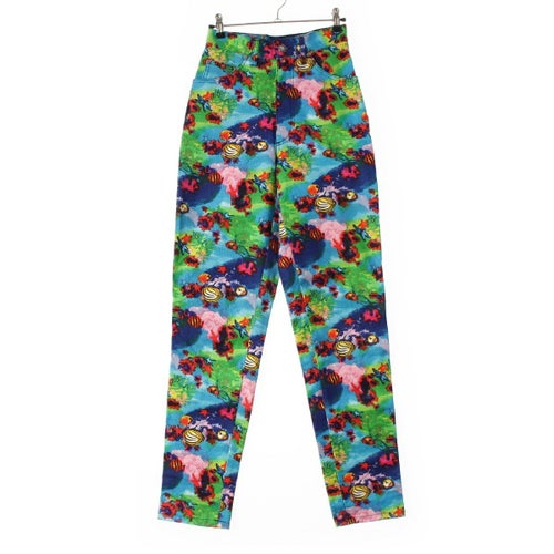 ヴェルサーチェ スポーツ 1990年代 コットン アクアリウム アートプリント デニムパンツ ボトムス マルチカラー 26